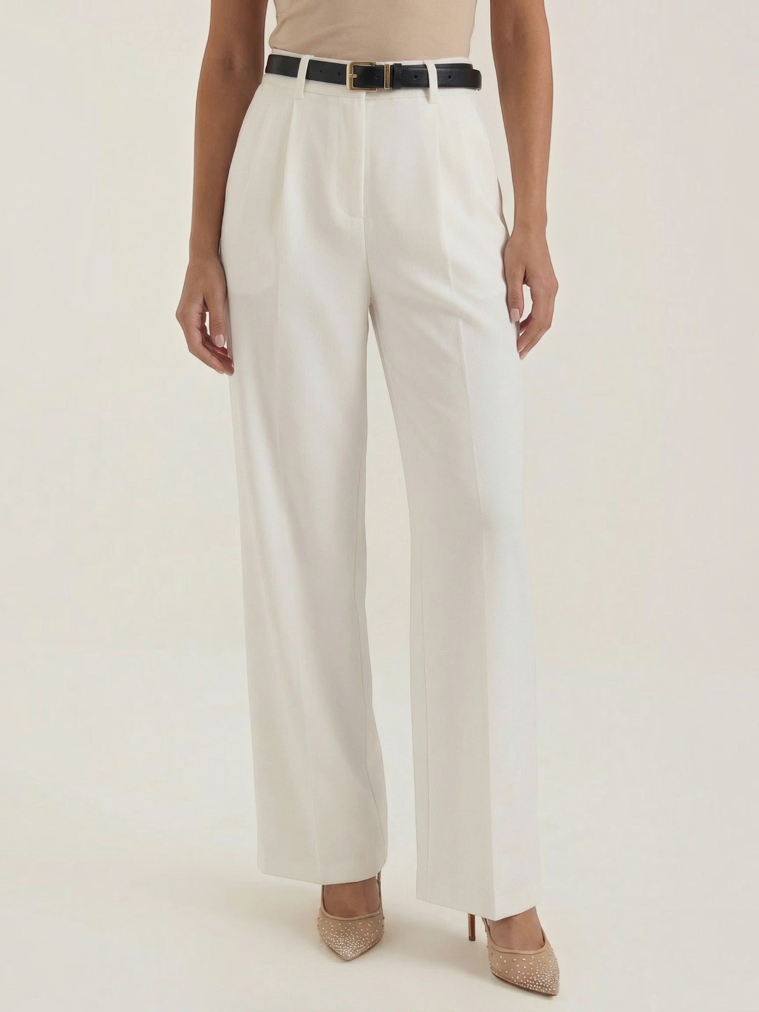 High Waist Wide Leg Trousers with Belt