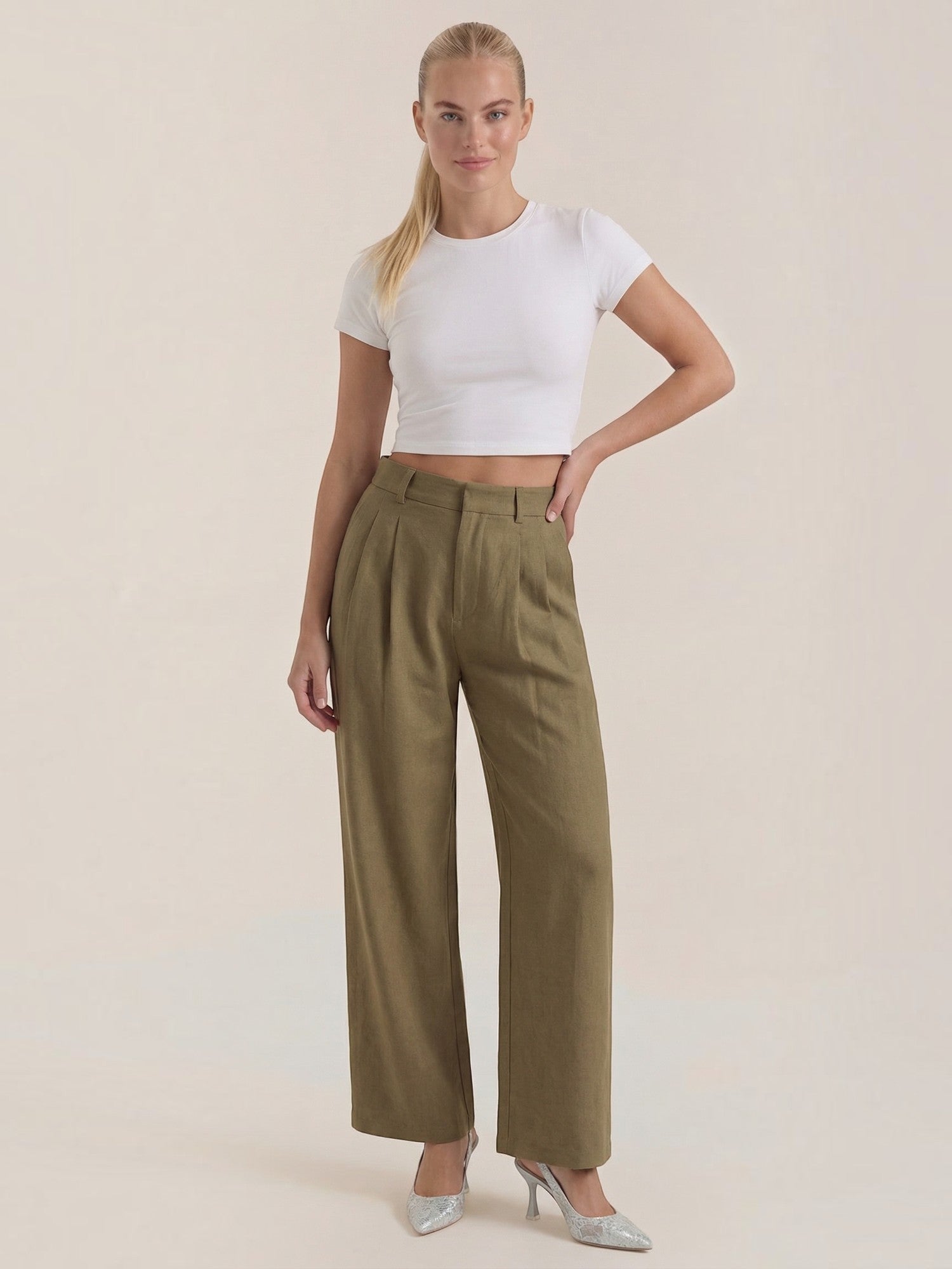 High Waist Wide Leg Trousers