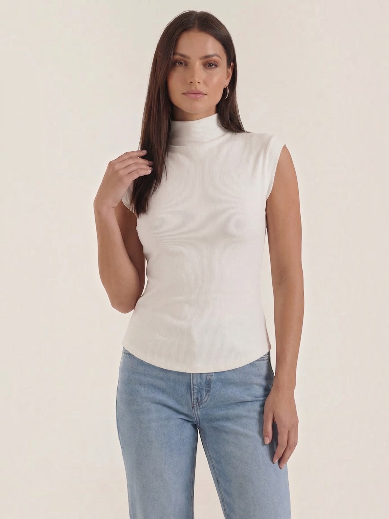 Ribbed Mock Neck Knit Top