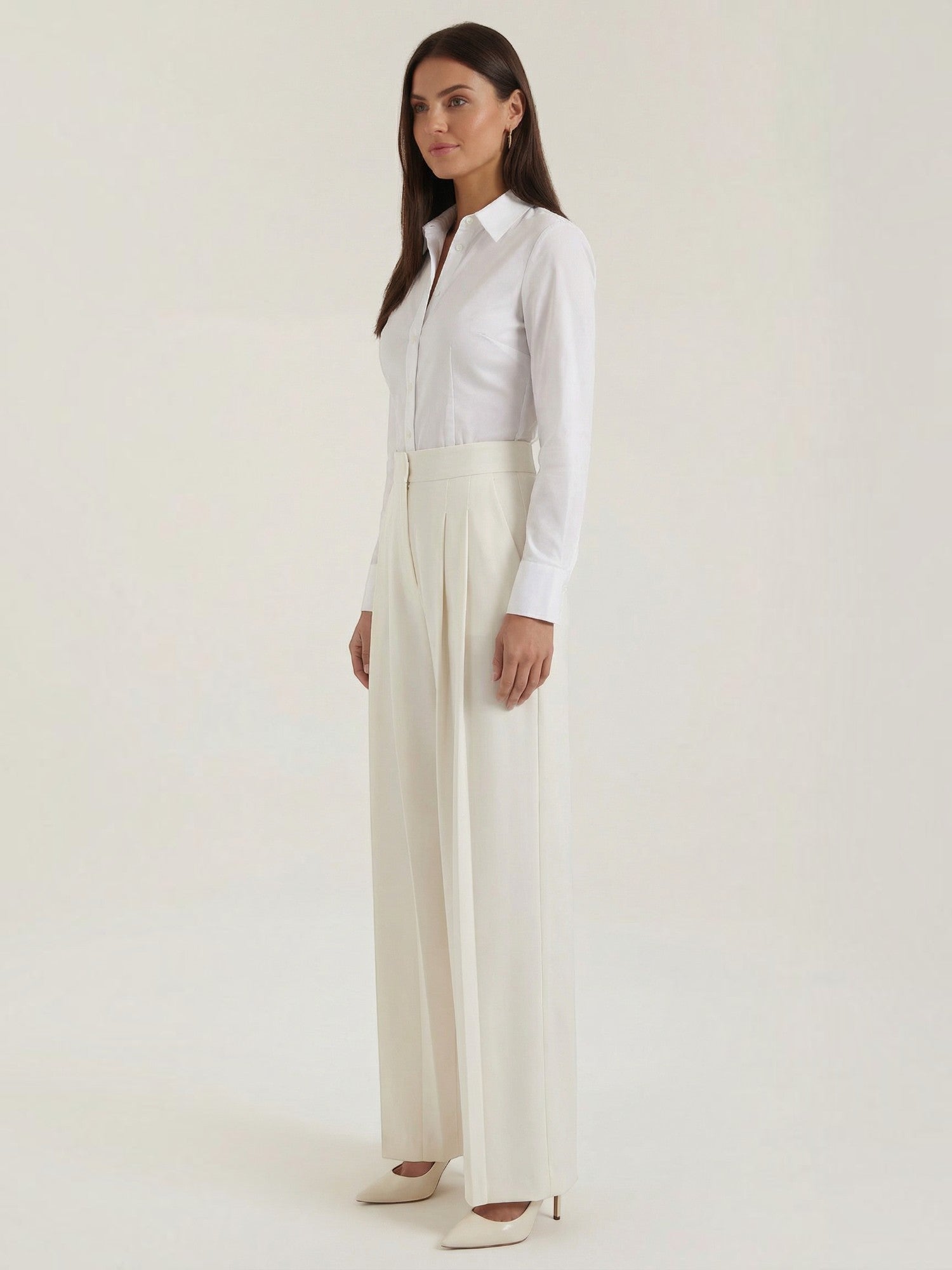 Pleated High Waist Wide Leg Trousers