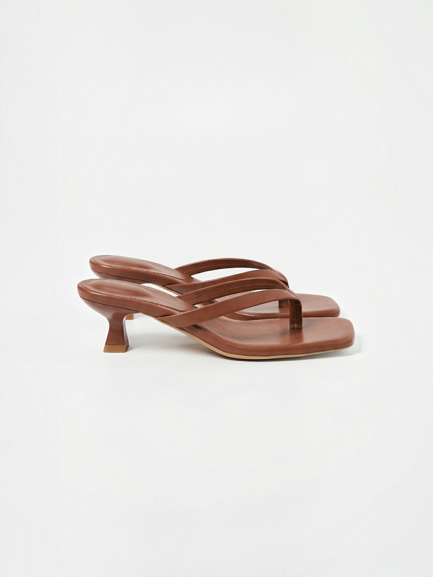 Square-Toe Thong Heeled Sandals