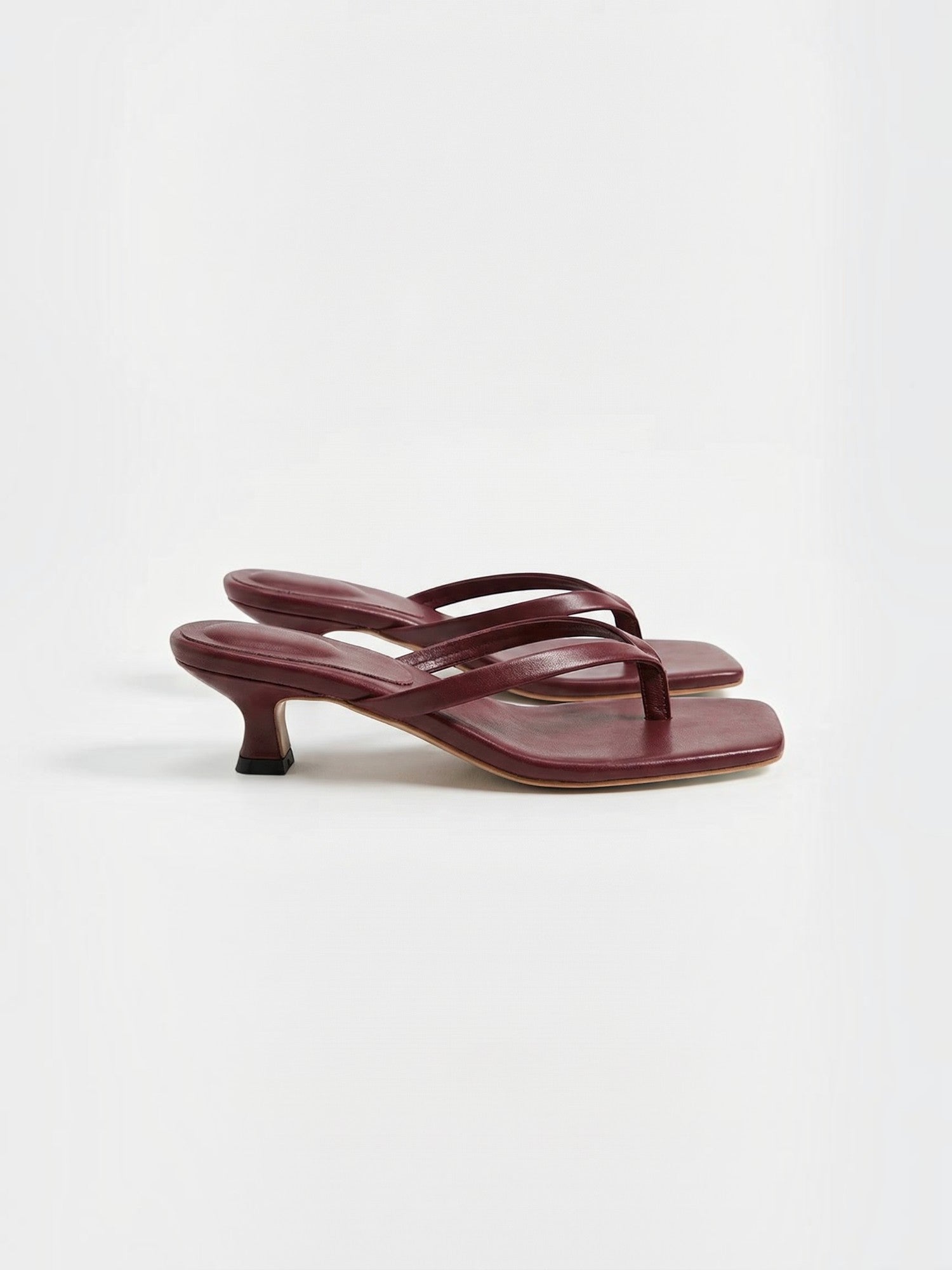 Square-Toe Thong Heeled Sandals