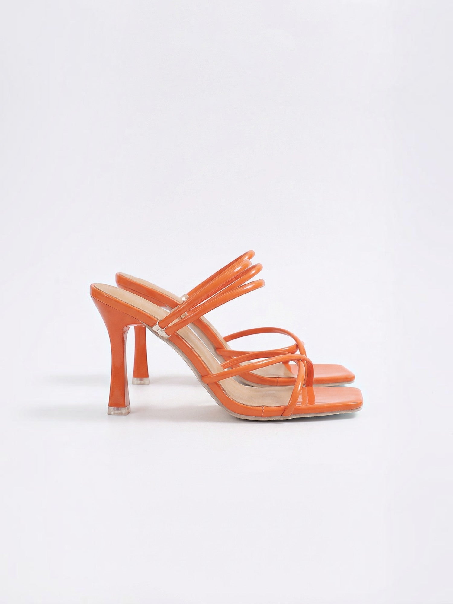 Strappy Square-Toe Heeled Sandals