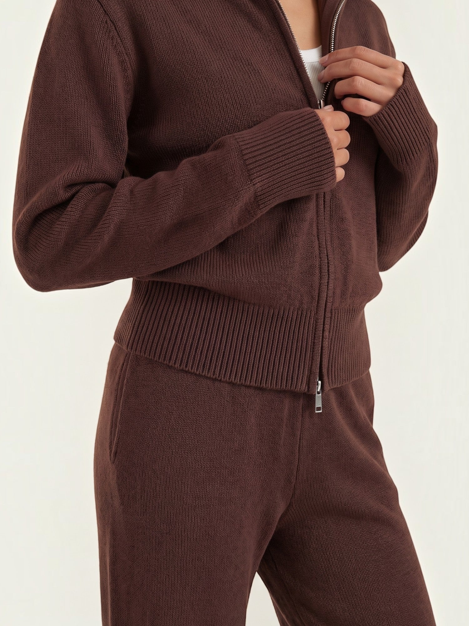 Zip Up Knit Two Piece Set