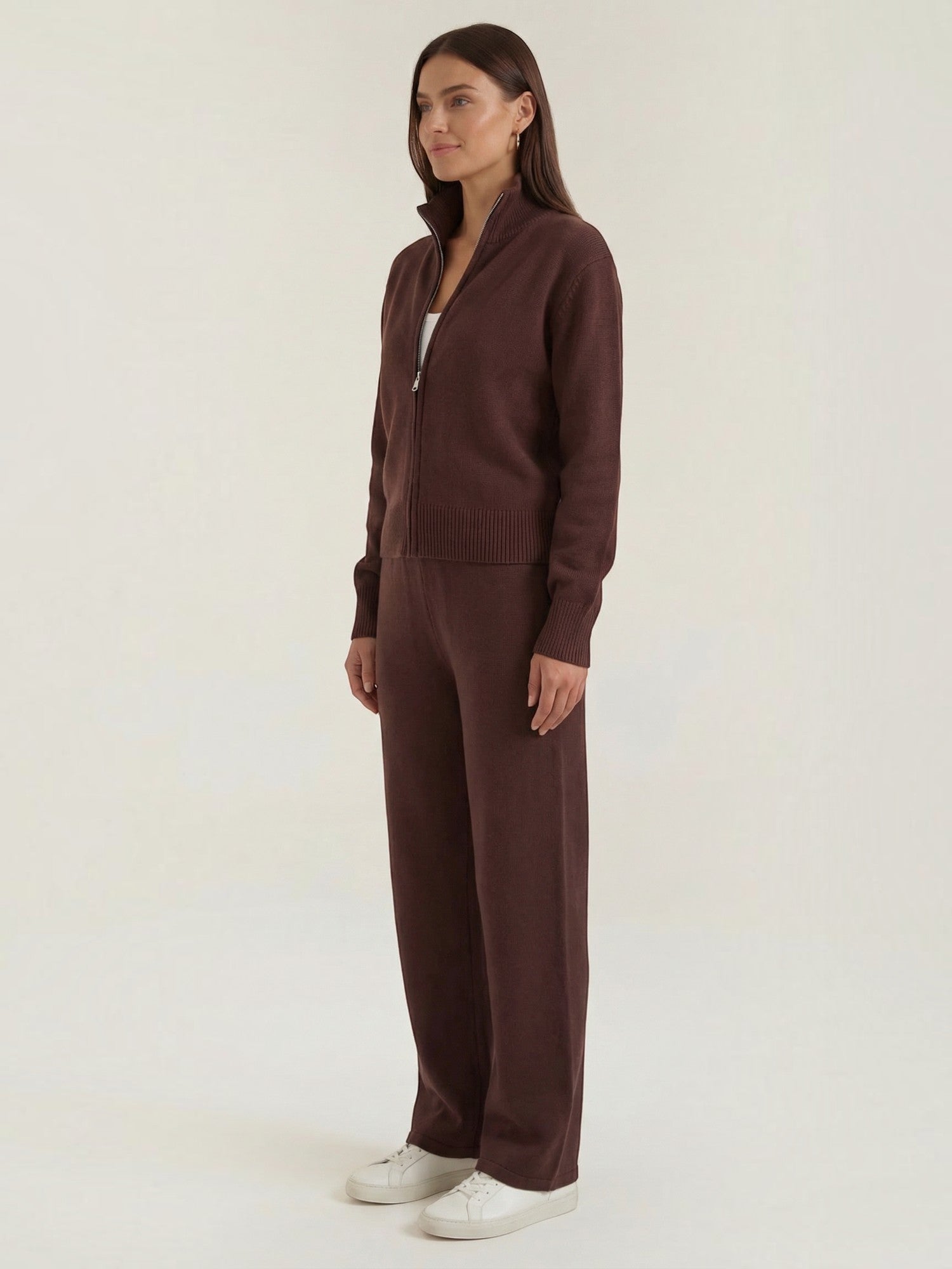 Zip Up Knit Two Piece Set