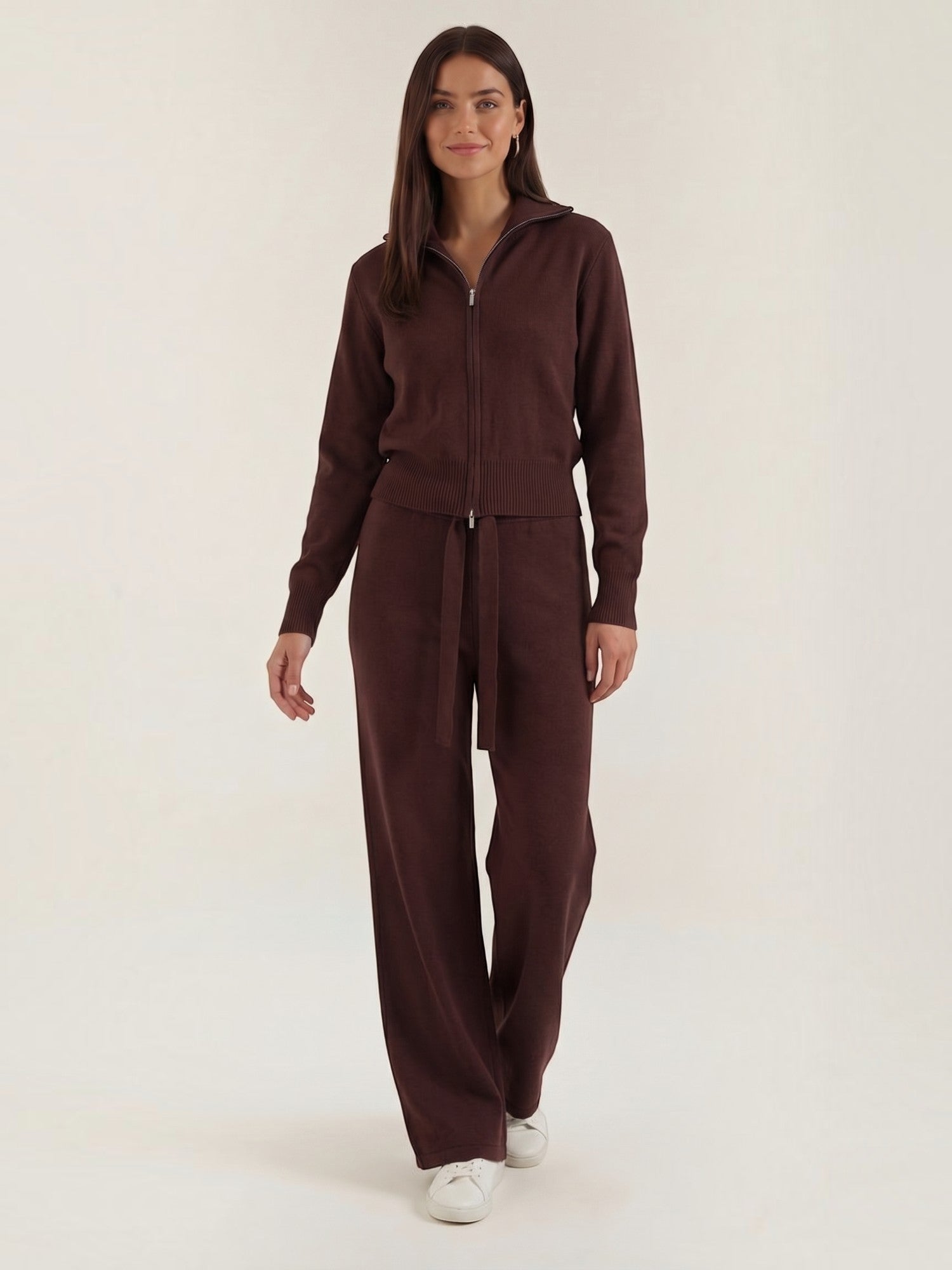 Zip Up Knit Two Piece Set