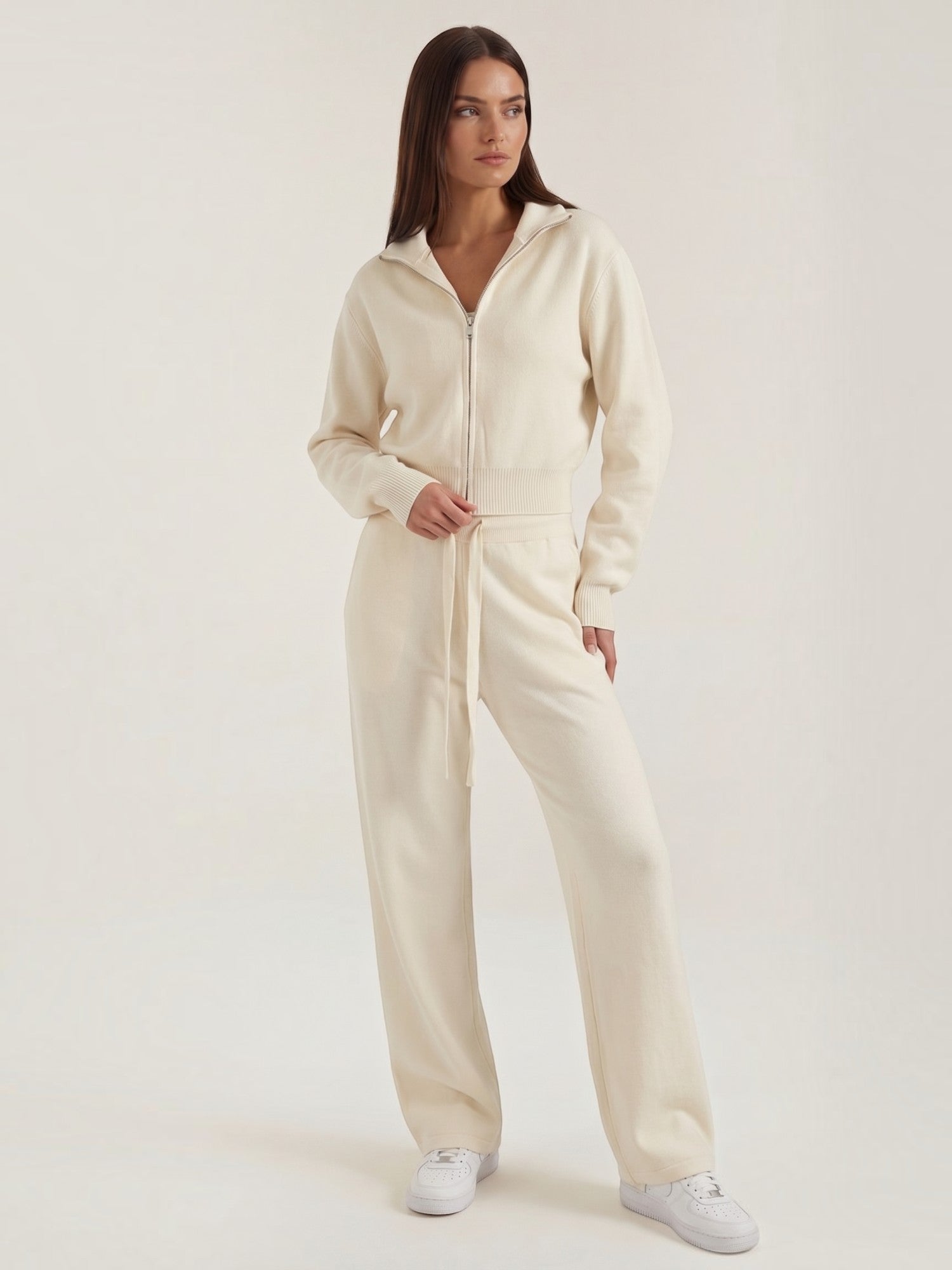 Zip Up Knit Two Piece Set