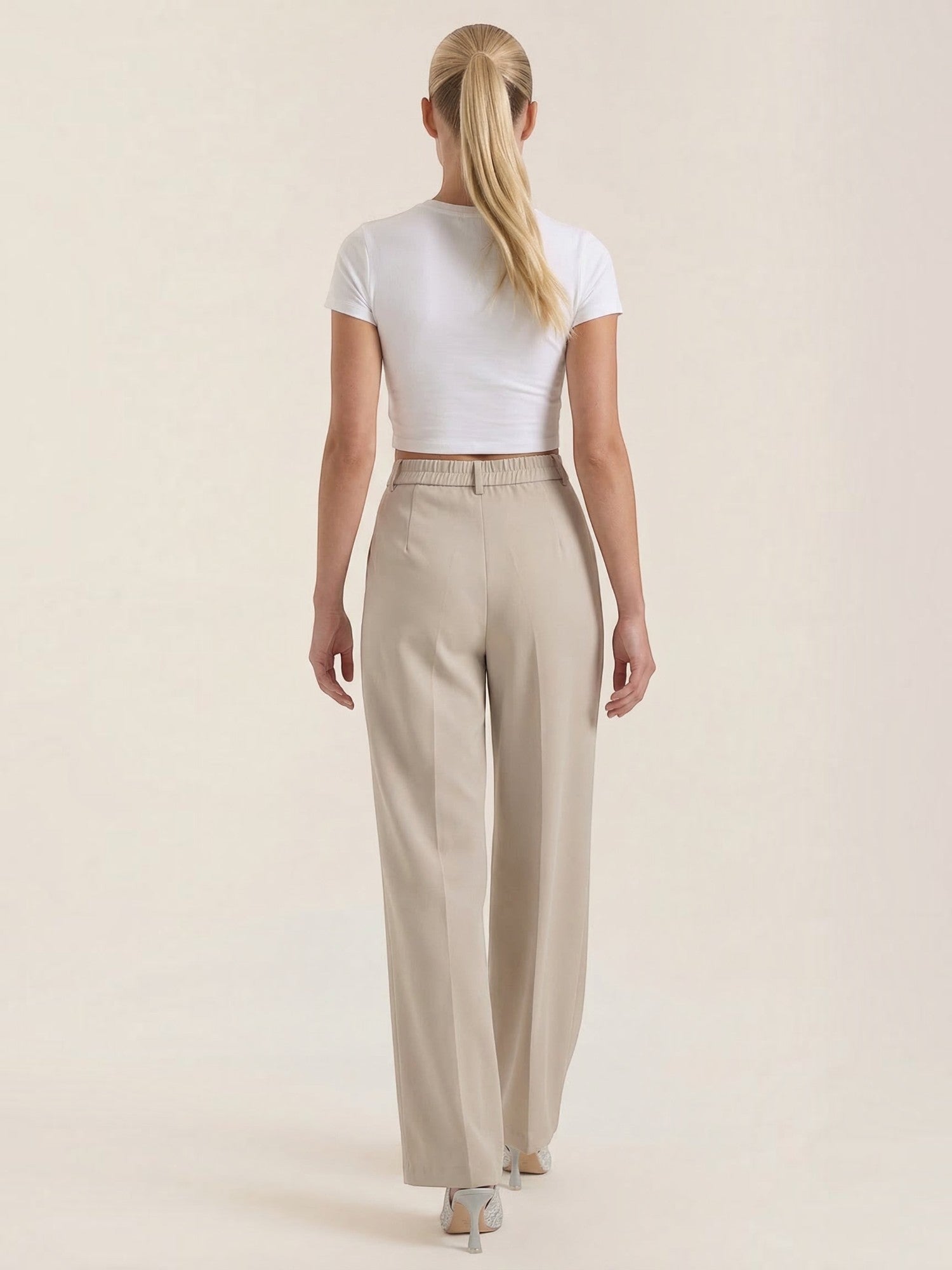 High Waist Pleated Wide Leg Trousers