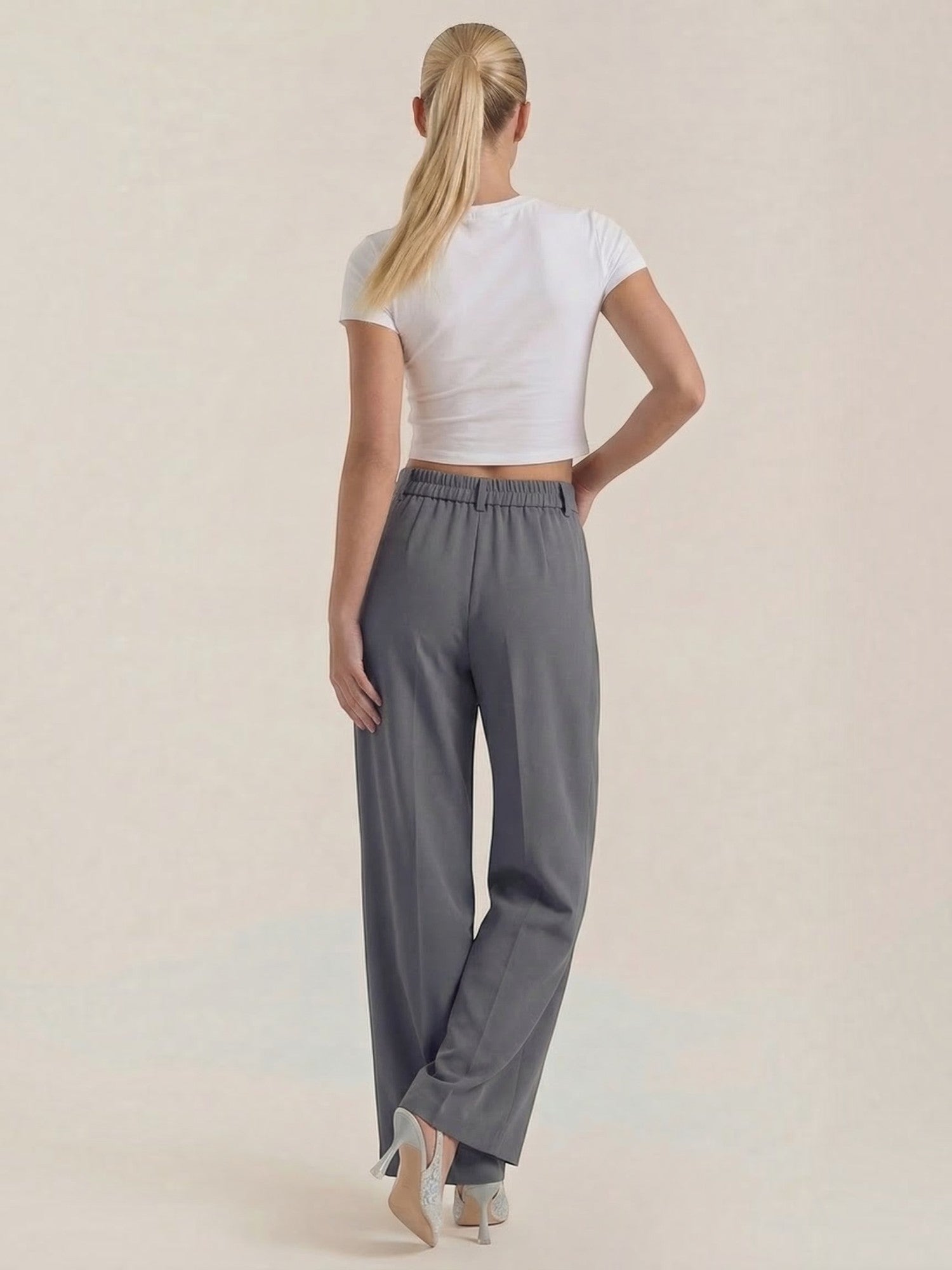 High Waist Pleated Wide Leg Trousers