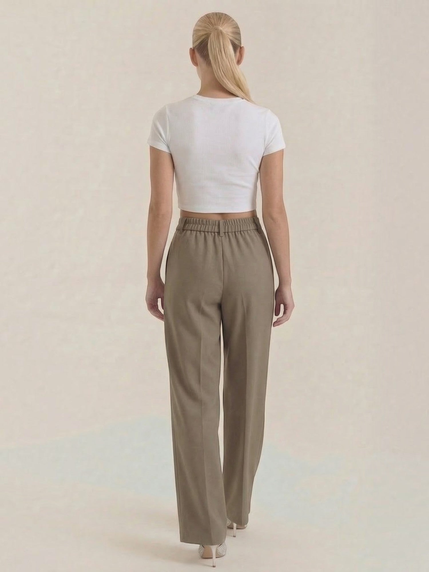 High Waist Pleated Wide Leg Trousers