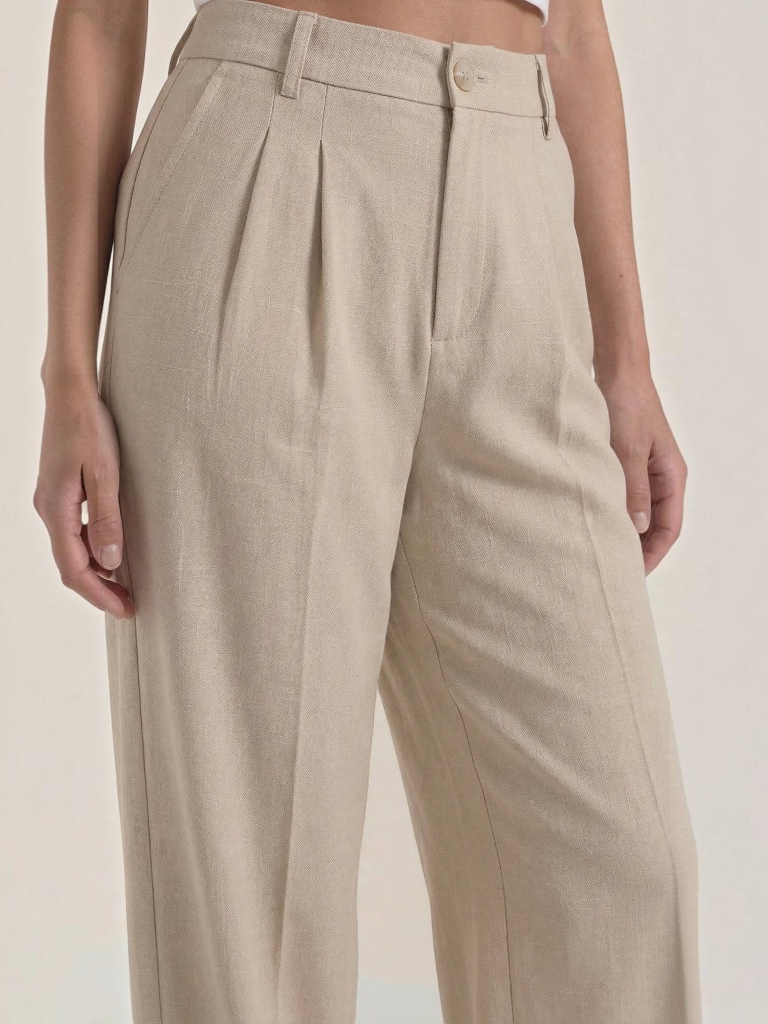 High Waist Pleated Wide Leg Trousers