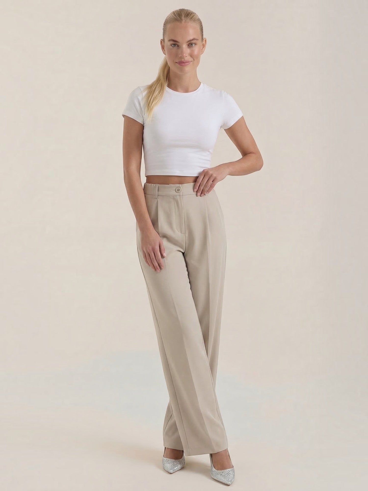 High Waist Pleated Wide Leg Trousers