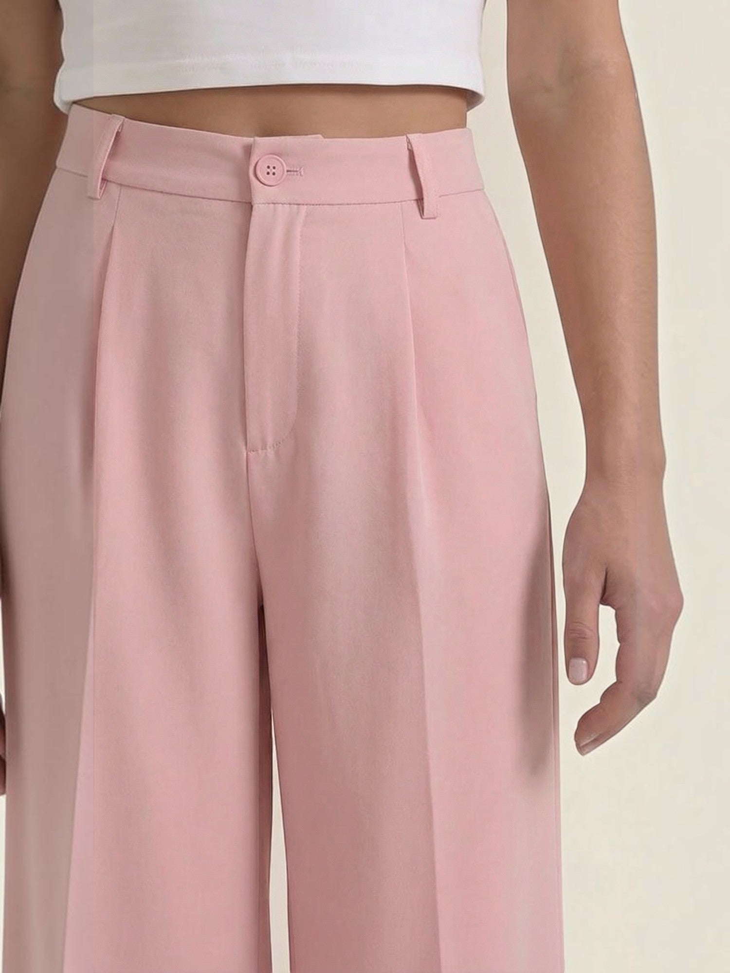 High Waist Pleated Wide Leg Trousers