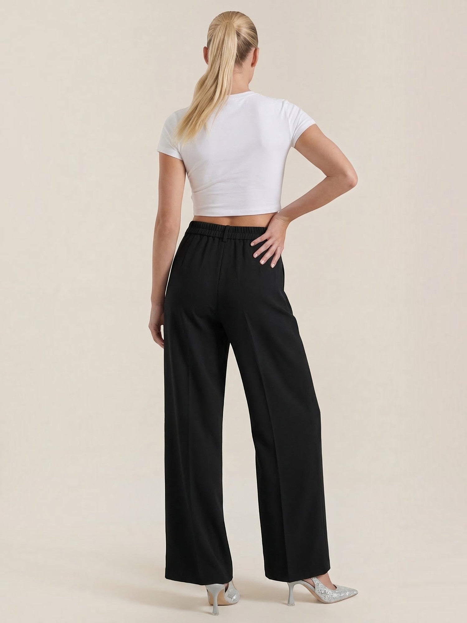 High Waist Pleated Wide Leg Trousers