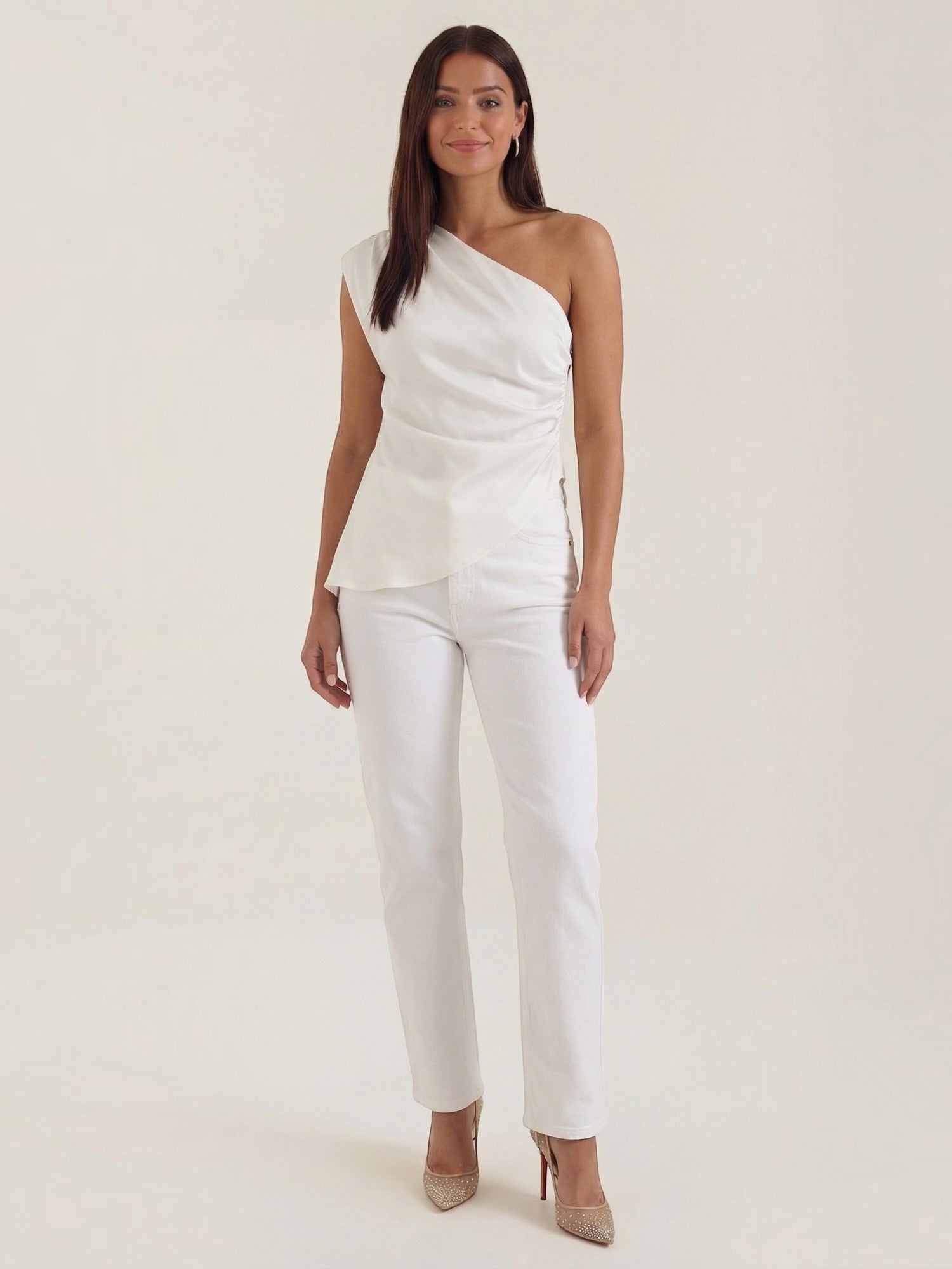 Asymmetric Satin Draped Top
