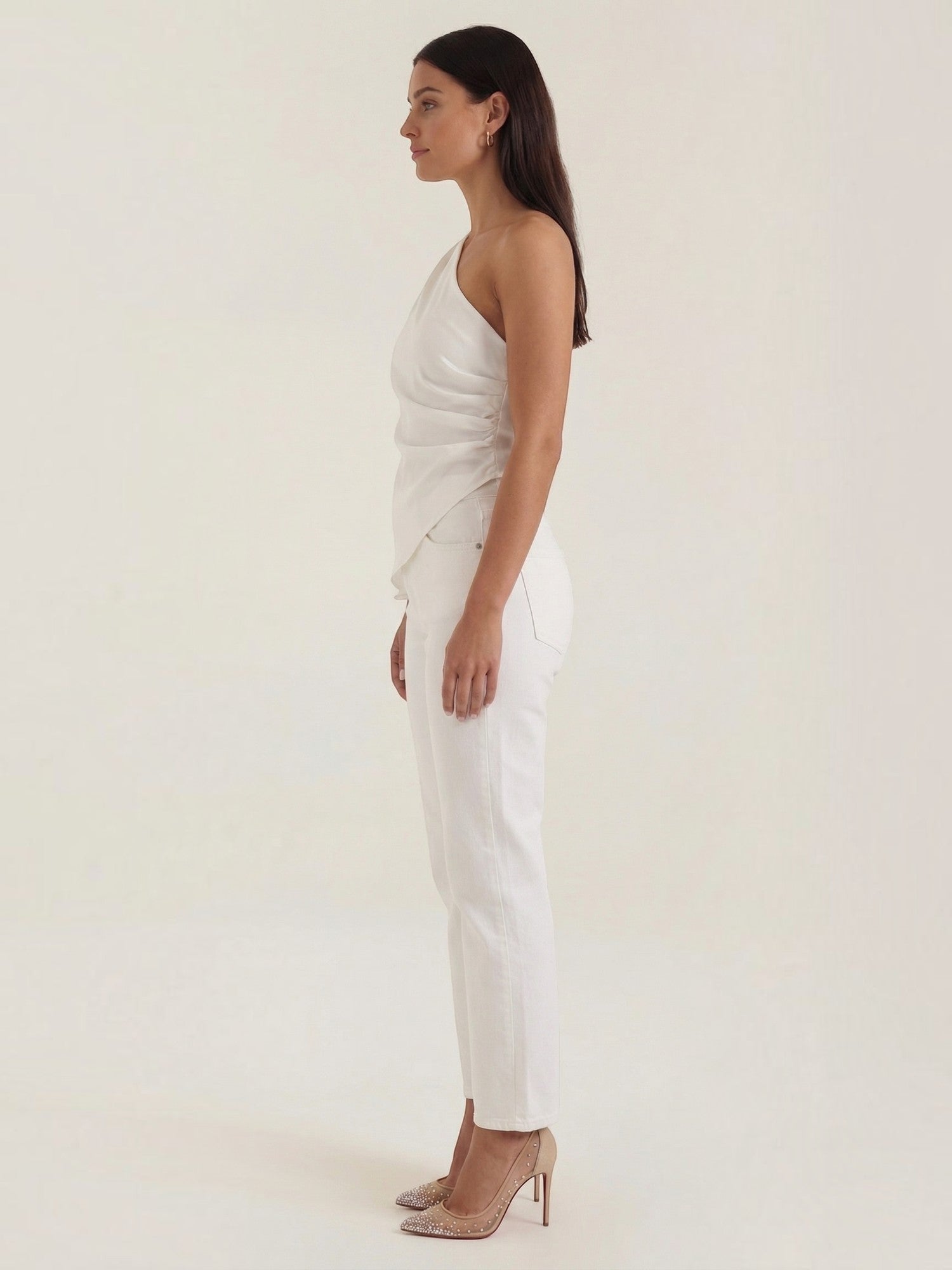 Asymmetric Satin Draped Top